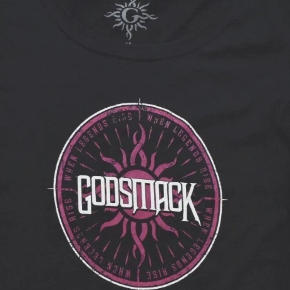 Godsmack When Legends Rise Womens Sun Logo Black Shirt New Medium - Picture 2 of 7